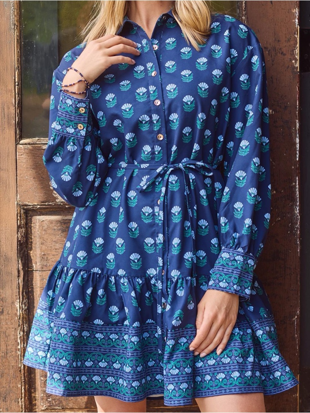 Mary Square Maya Dress in Floral Foulard Blue NWT